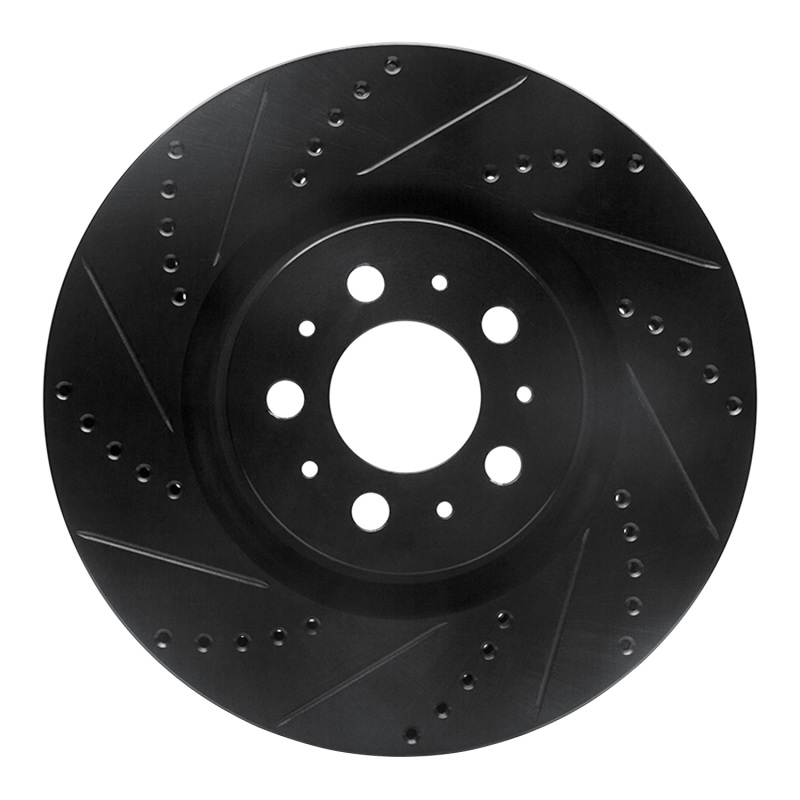 Volvo S60 Brake Rotor (1) - Front Left - R1 Concepts - Drilled & Slotted - Black - `04-`07
